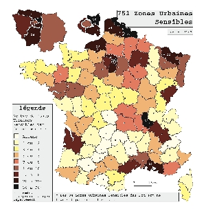 Répartition des Zones Urbaines Sensibles en France